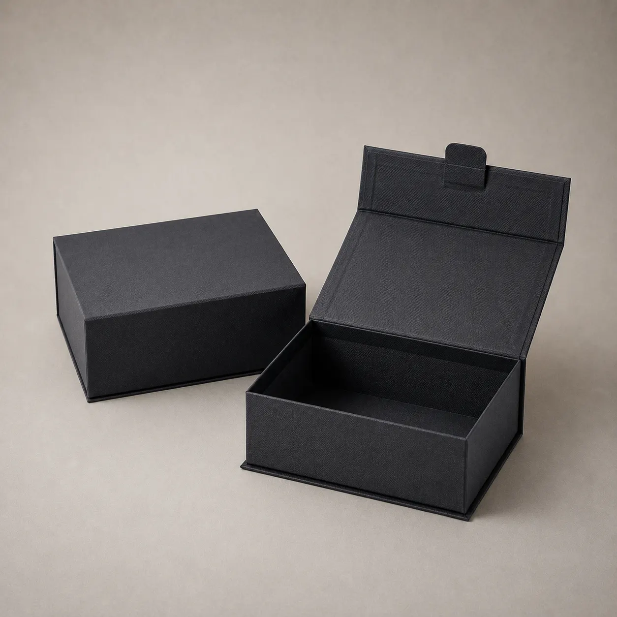 Matte Black Cross-Grain Textured Magnetic Rigid Gift Box