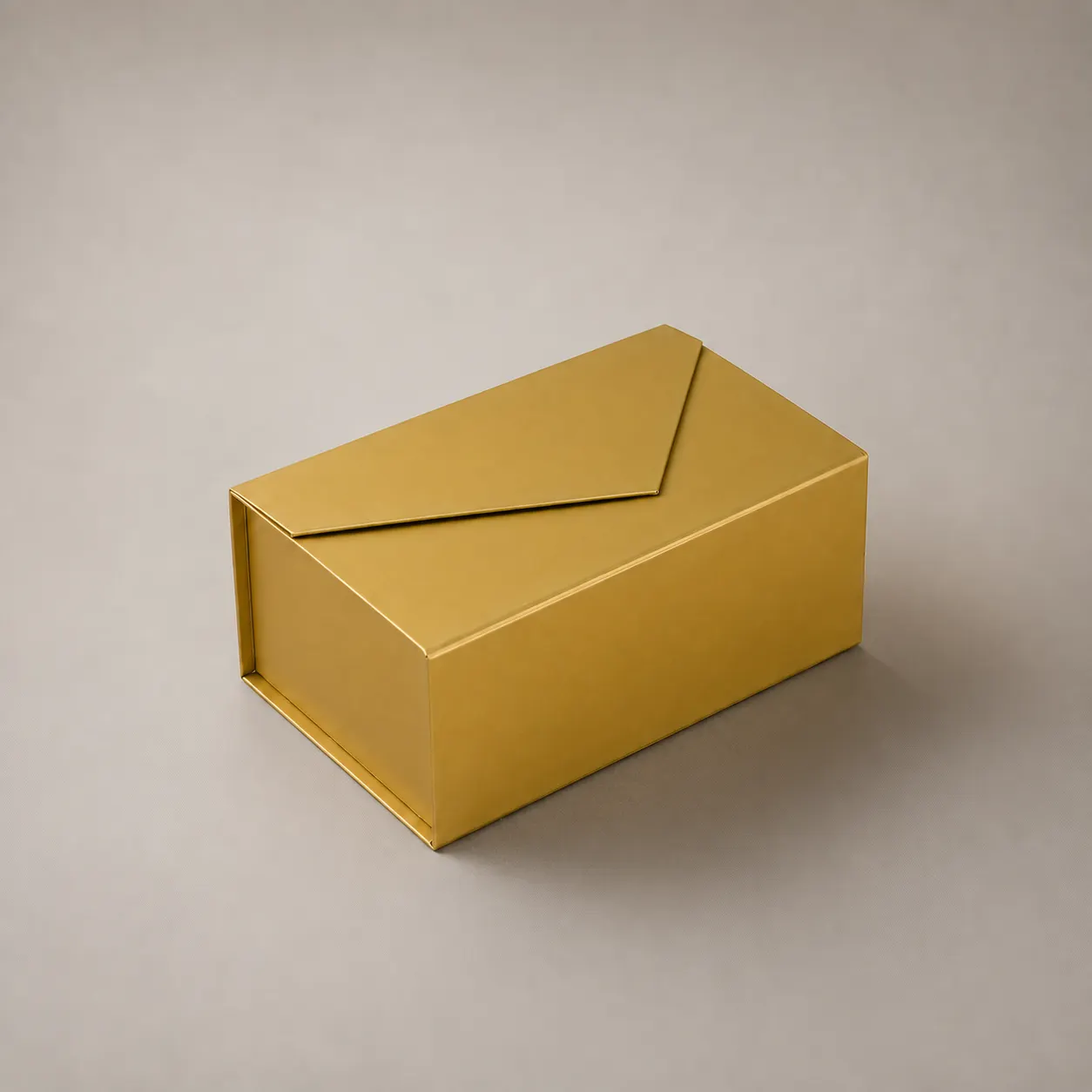 Luxury Envelope-Flap Metallic Gold Magnetic Collapsible Folding Box