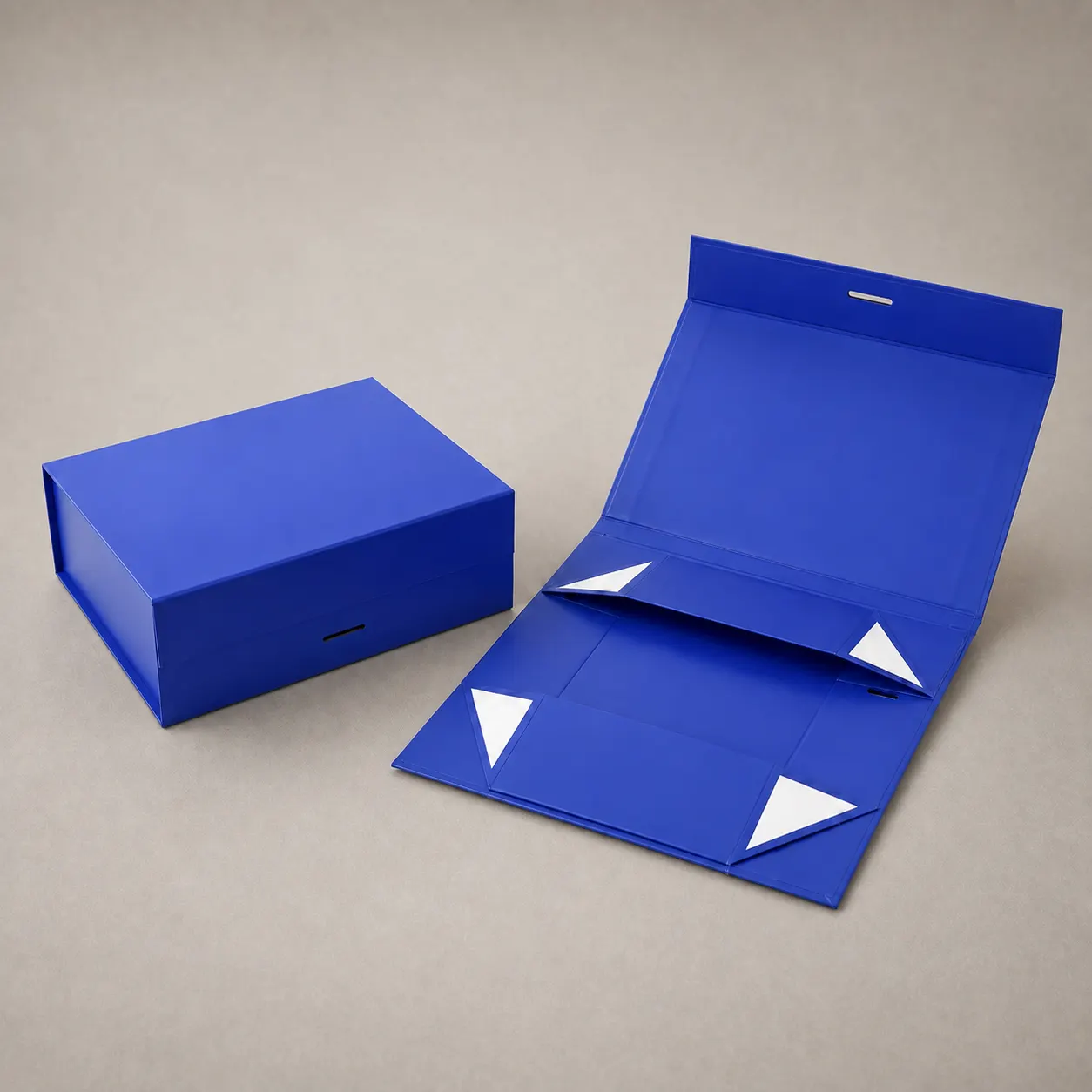 Vibrant Royal Blue Collapsible Magnetic Folding Box with Ribbon Slot