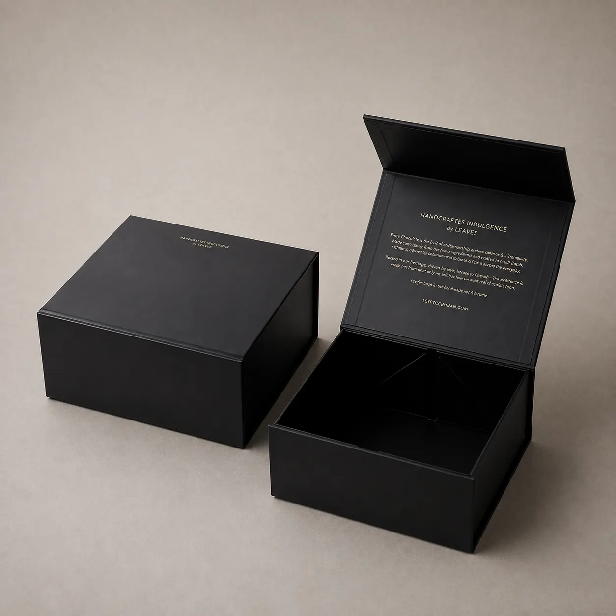 Custom Matte Black Magnetic Folding Box with Interior Metallic Gold Foil Stamping