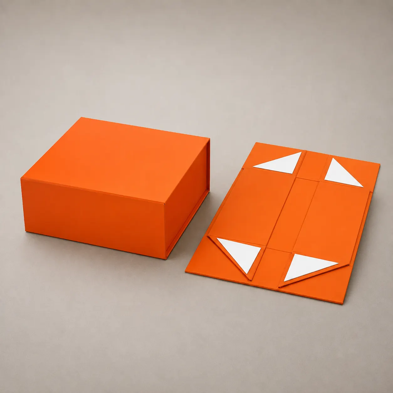 Vibrant Orange Magnetic Collapsible Folding Gift Box