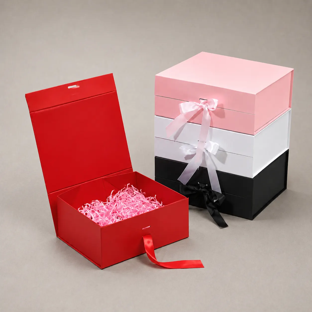 Luxury Multi-Color Collapsible Magnetic Folding Box with Satin Ribbon Bow