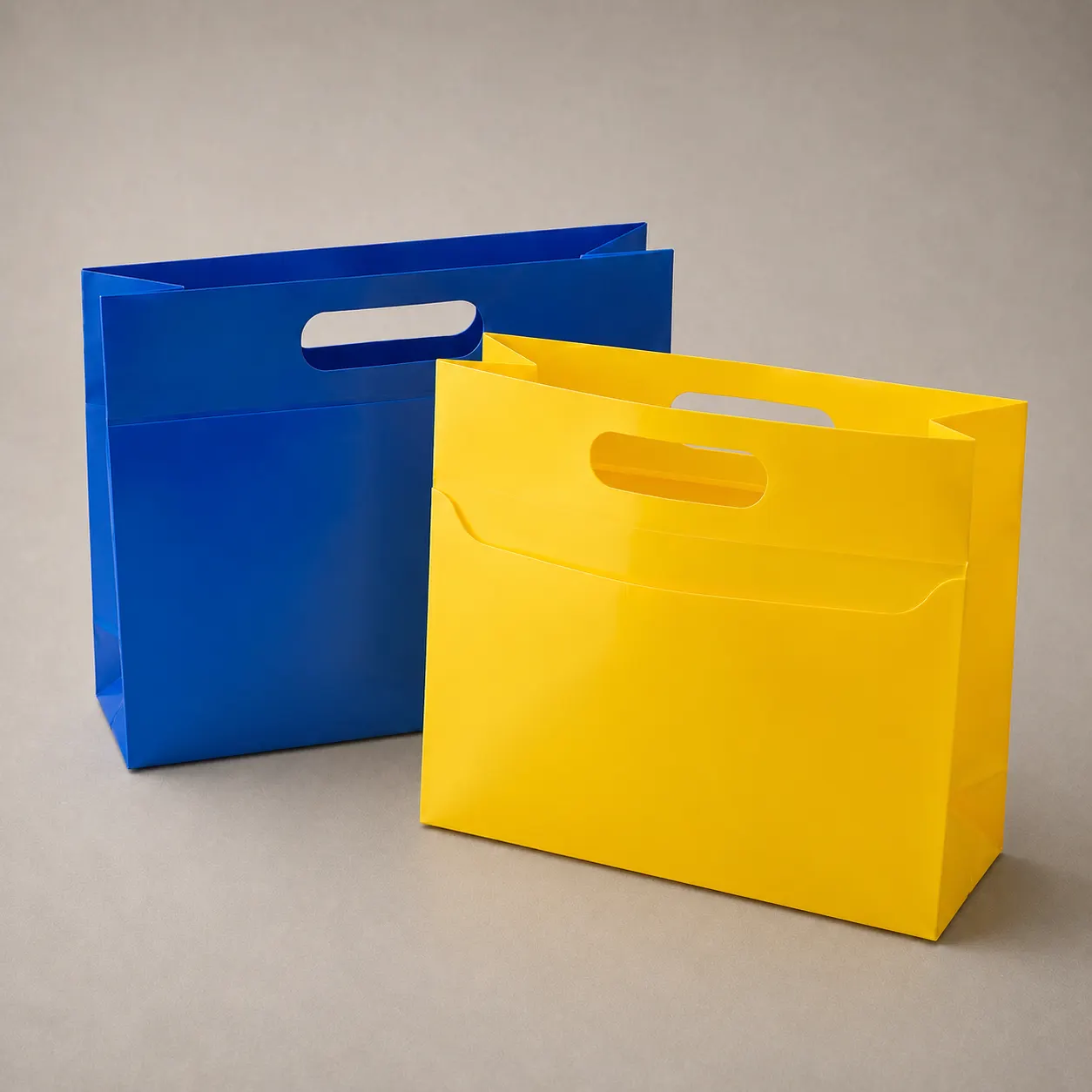 Vibrant Solid Color Collapsible Tote Gift Bag with Front Slip Pocket & Integrated Handle