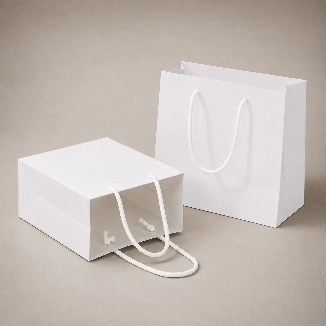 Ultra-Minimalist Pure White Paper Tote Bag with Cotton Rope