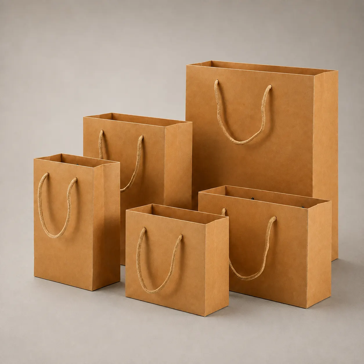 Eco-Friendly Natural Brown Kraft Paper Tote Bags Collection