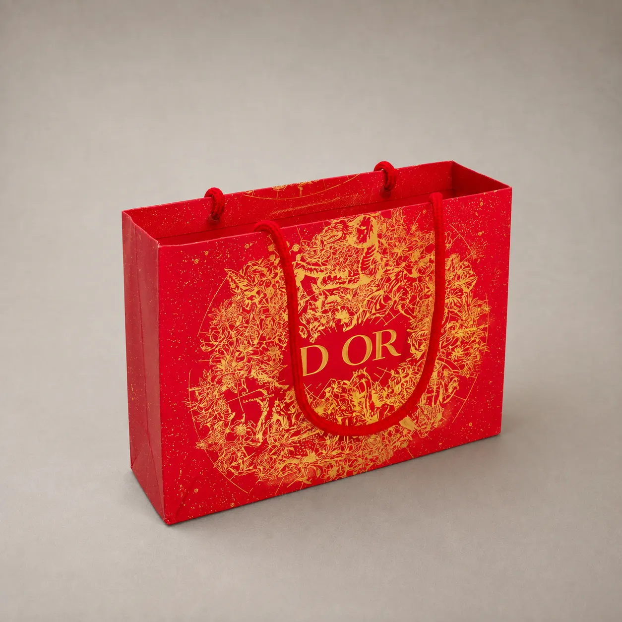 Luxury Crimson Red & Gold Celestial Mandala Paper Tote Bag