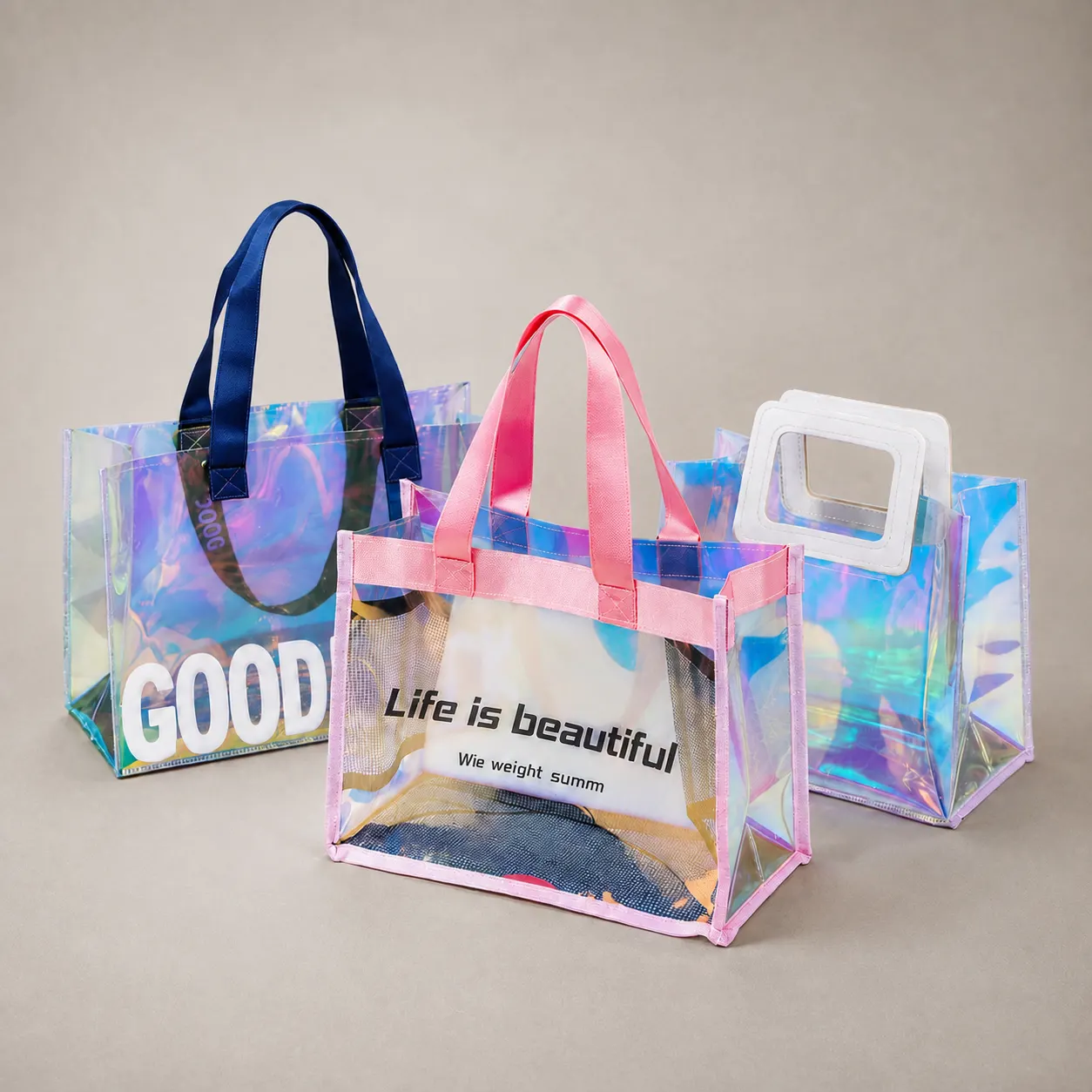 Luxury Transparent Holographic Iridescent TPU Tote Bag
