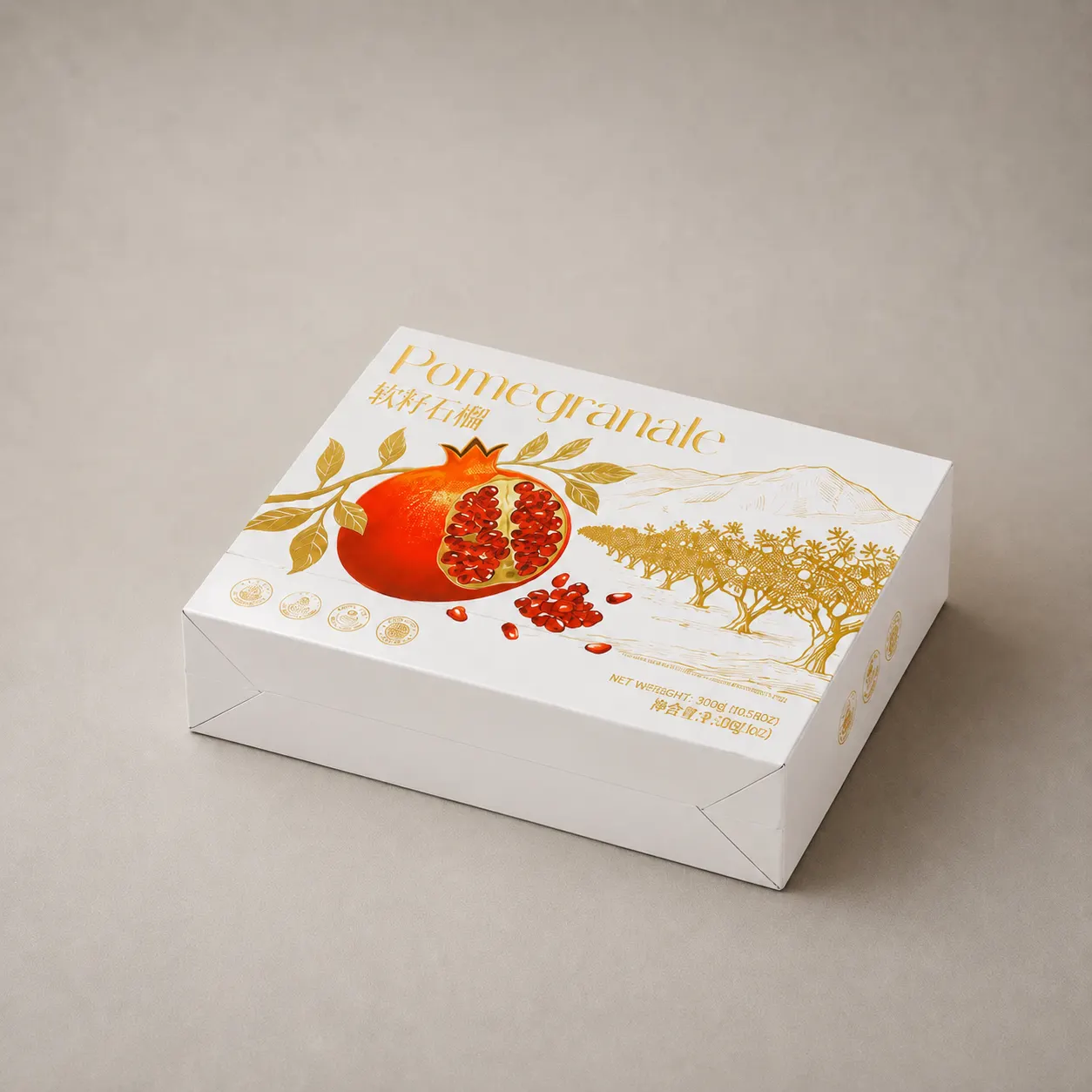 Luxury Fresh Pomegranate Fruit Packaging Folding Paper Box