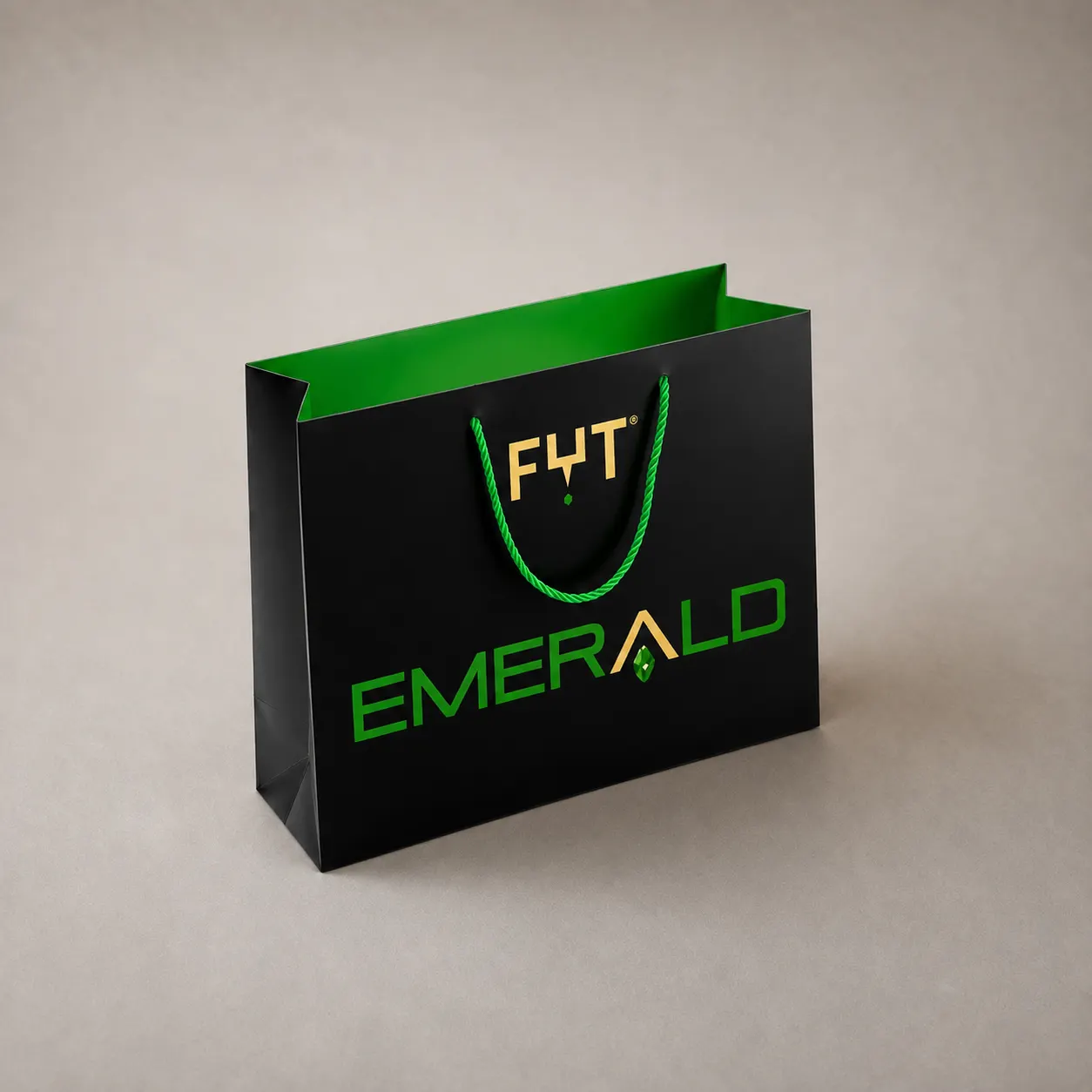 Luxury Black & Emerald Green Dual-Tone Tote Bag with Gold & Green Foil
