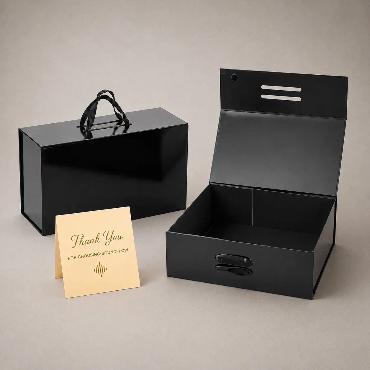 Luxury Piano Gloss Black Collapsible Briefcase Box